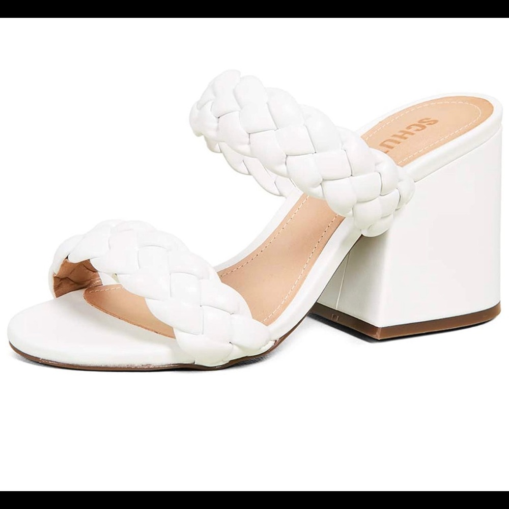 Schutz Elida Braided Block Heel (White) Sz 8